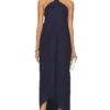 Air Linen Halter Maxi Dress Deep Navy