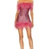 OSEREE Paillettes Plumage Mini Dress Rose