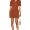 Paige Mayslie Denim Dress Burnt Terracotta