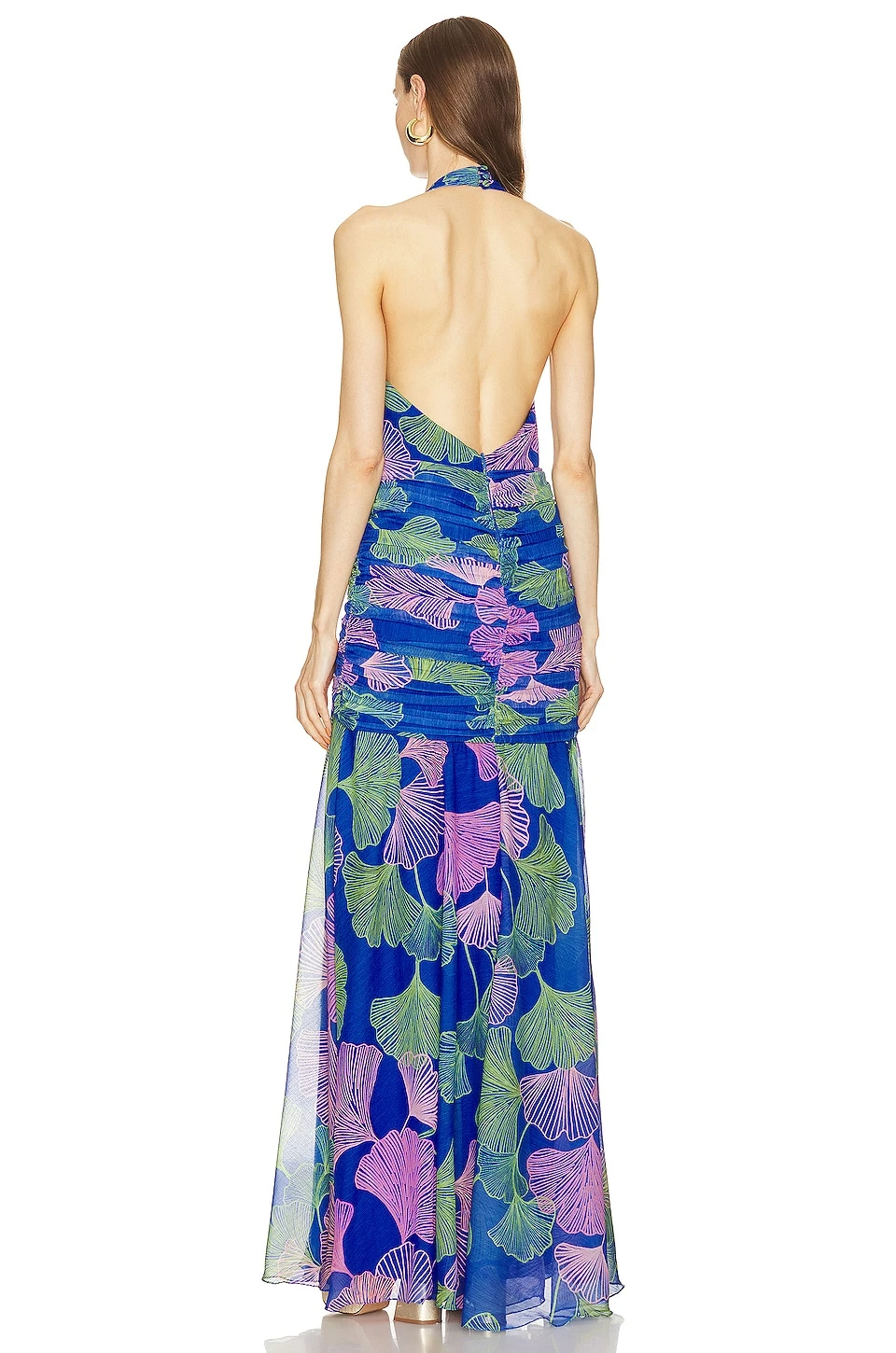 Ocean Leaf Draped Maxi Dress Blue - Image 3