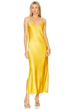 Mari V Neck Slip Dress Apricot