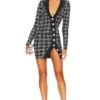 Mimi Dress Black & Silver Houndstooth