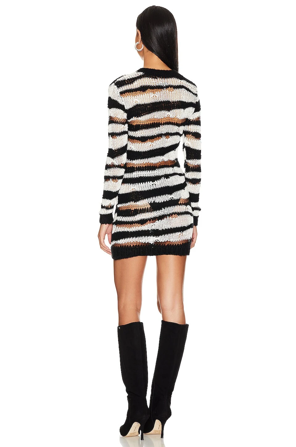 Akamu Sweater Dress White & Black - Image 3