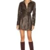 Sanctuary New Leather Like Shirt Dress Olive Ol