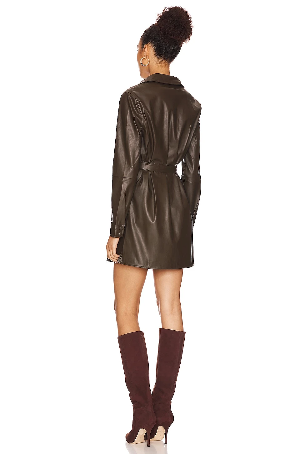 Sanctuary New Leather Like Shirt Dress Olive Ol - Image 3