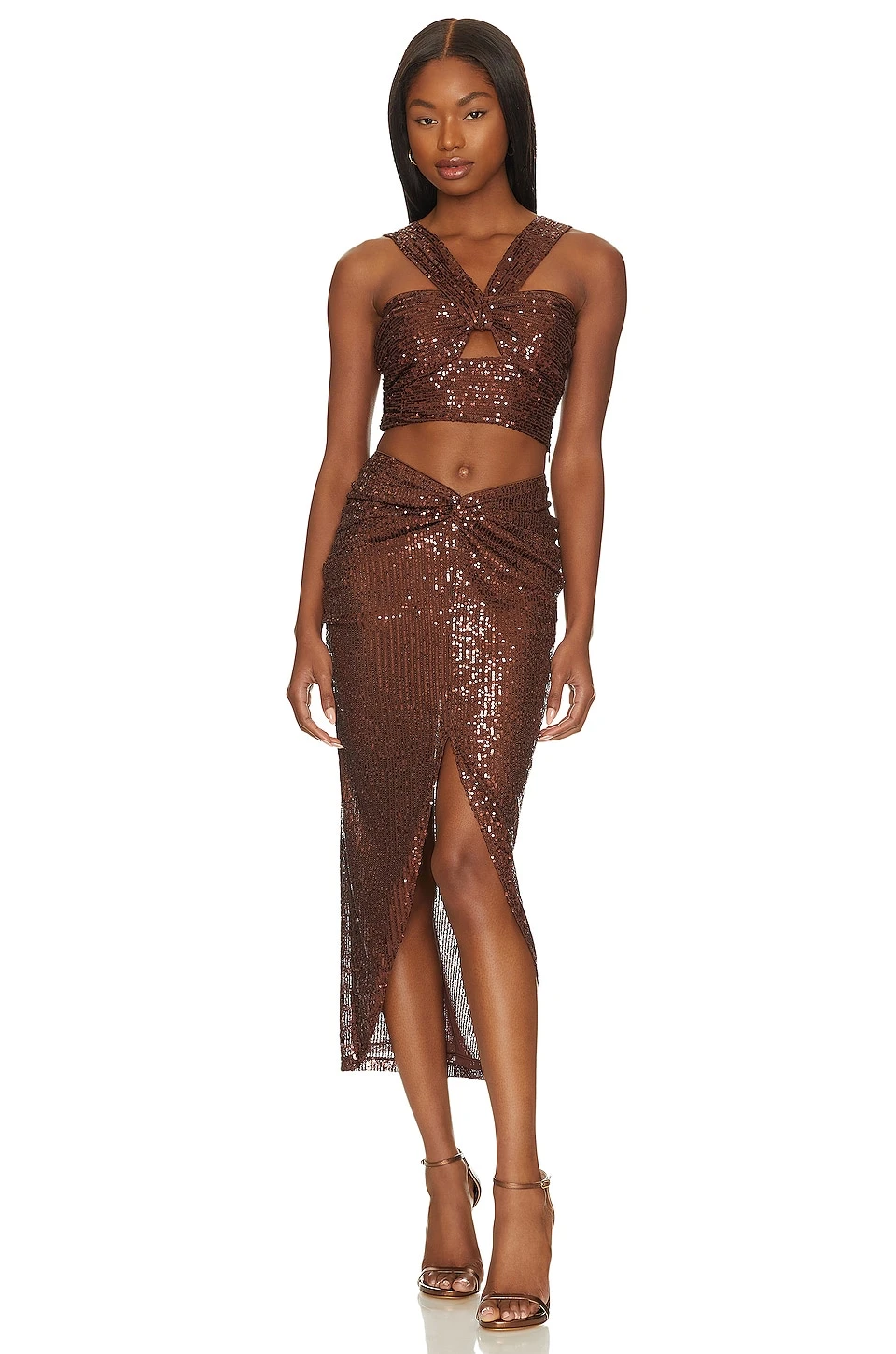 Iryna Top And Skirt Set Espresso