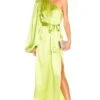 One Sleeve Silk Dress Green