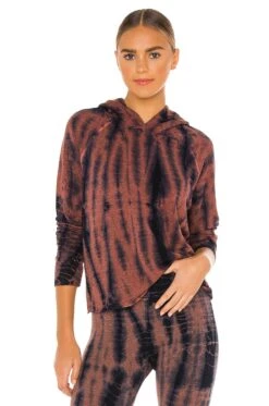 Cut Off Hoodie Brick & Navy Tie Dye