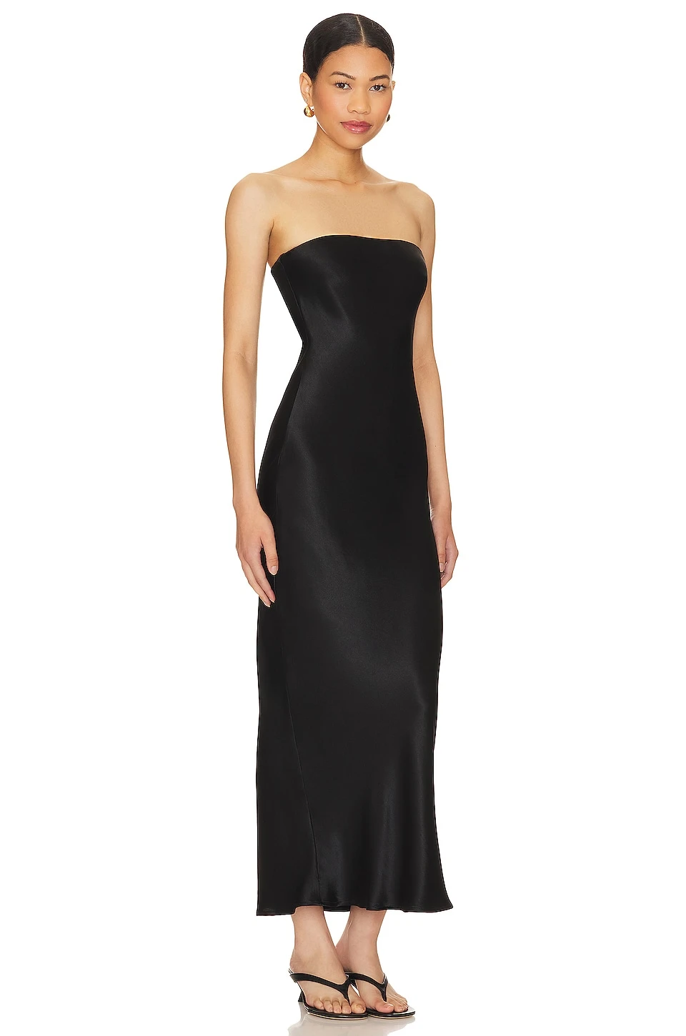 Angel Strapless Midi Dress Black - Image 2