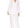 Pajama Set With Double Feathers White