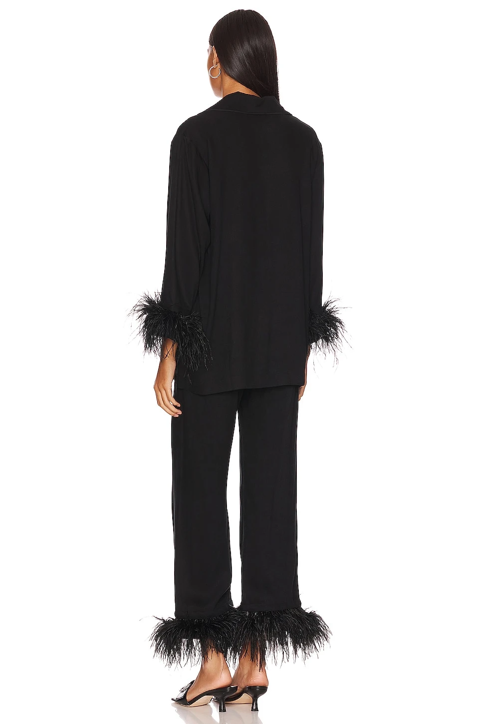Party Pajama Set With Double Feathers Black - Image 3