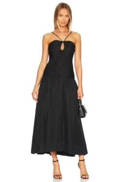 Shona Joy Thea Keyhole Midi Dress Black