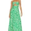 Shona Joy Arosa Strapless Cut Out Midi Dress Tree Green & Vory