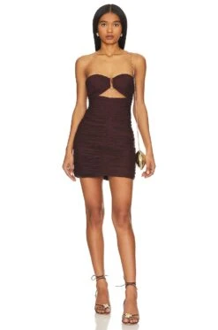 Shona Joy Cezanne Strapless Fitted Mini Dress Cocoa
