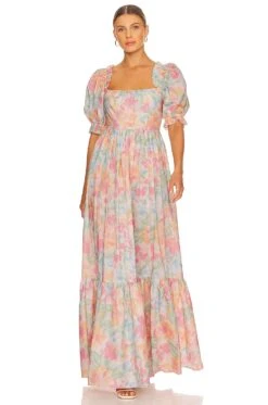 The Terrace Gown Grapefruit Floral