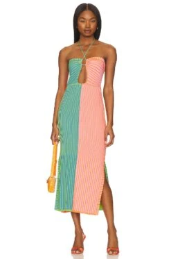 Solid & Striped Lisa Dress Carnation Pink, Clemetine, Parakeet, & French Blue