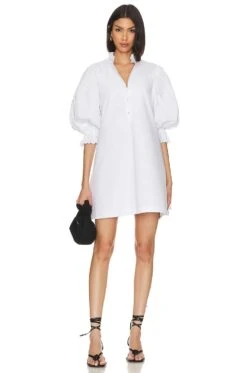 Focus Pleat Smock Mini Dress White