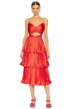 Lulla Pleated Midi Dress Poppy Field