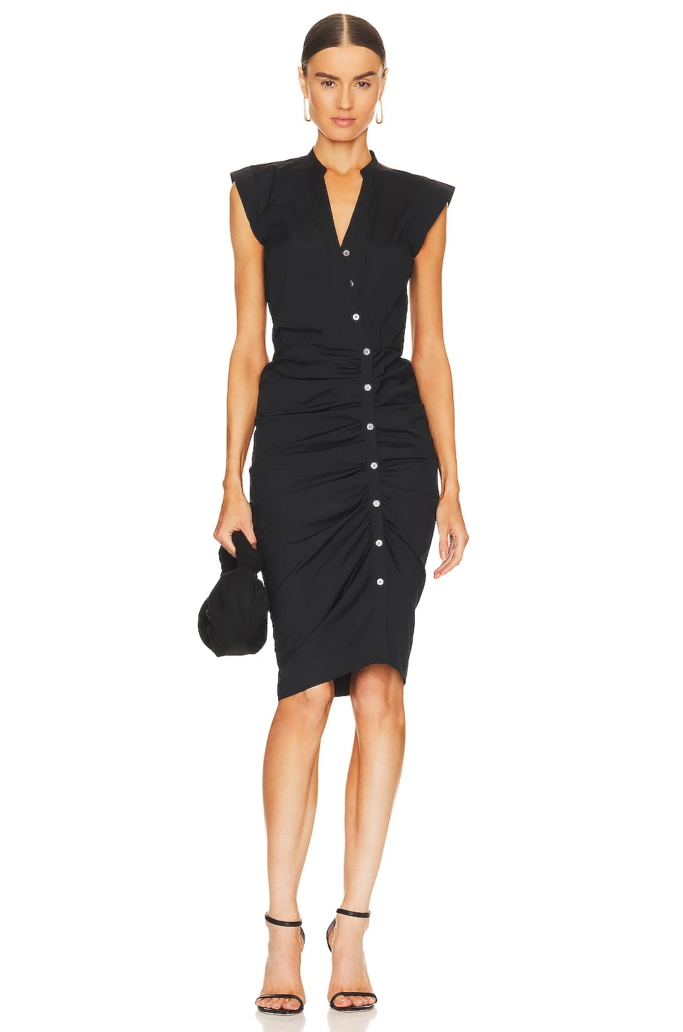 Veronica Beard Ruched Shirt Dress Black