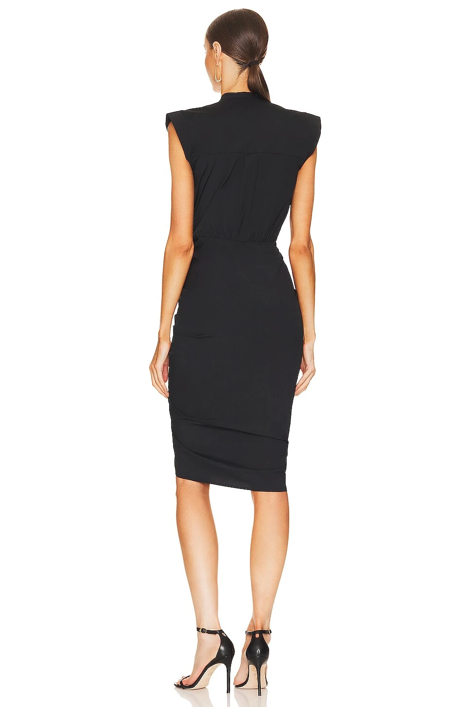 Veronica Beard Ruched Shirt Dress Black - Image 4