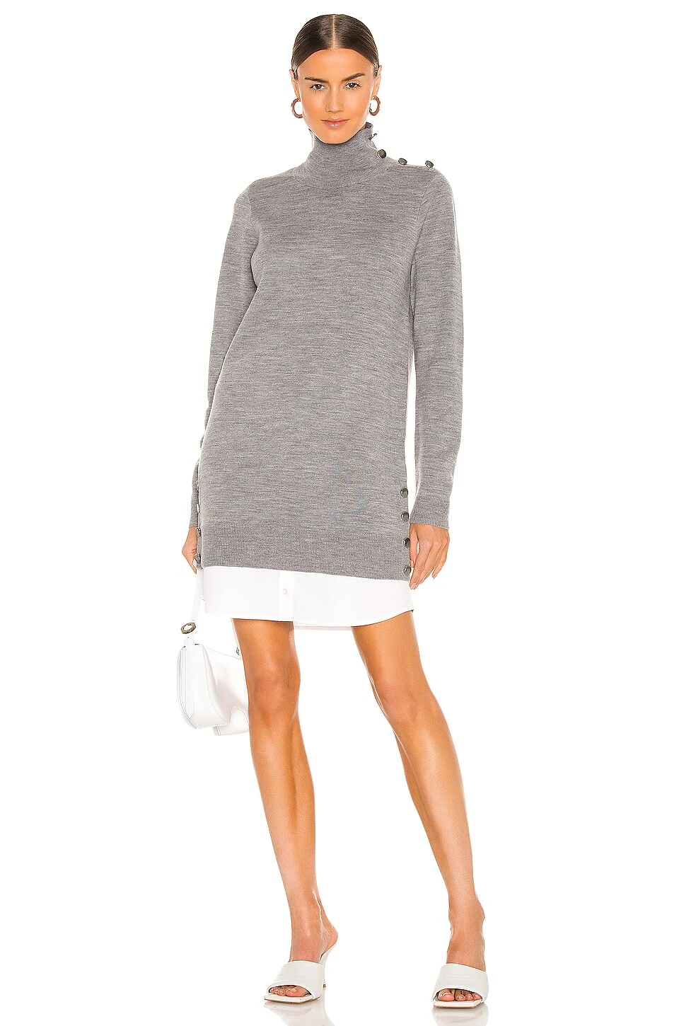 Veronica Beard Soval Mixed Media Dress Grey Melange