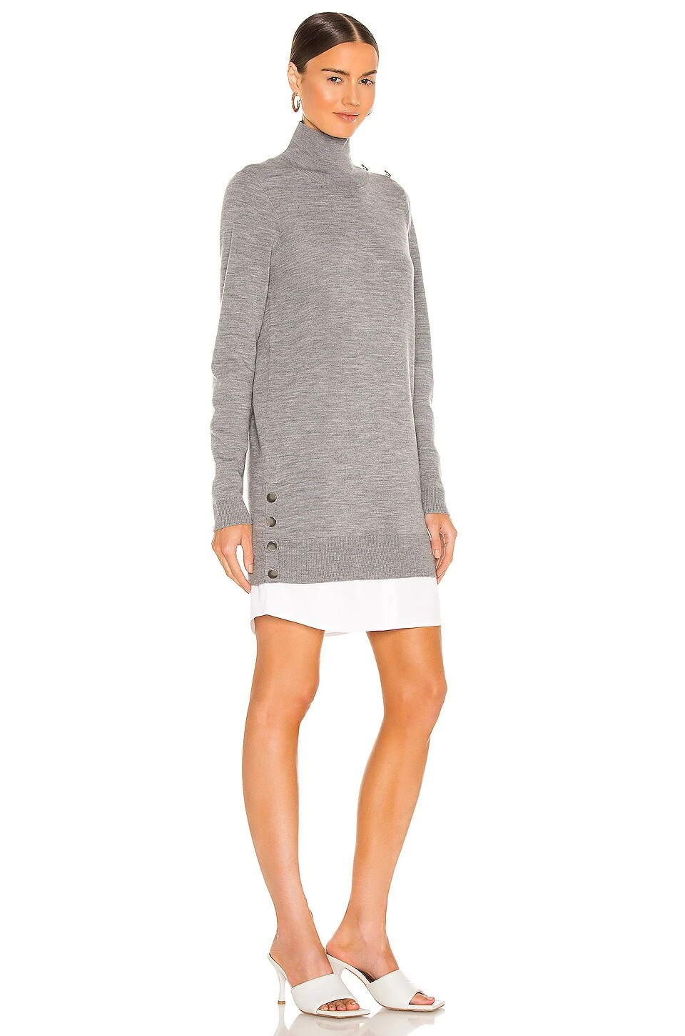 Veronica Beard Soval Mixed Media Dress Grey Melange - Image 2