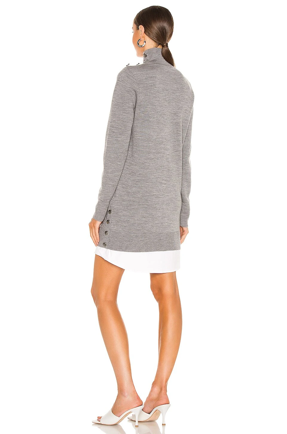 Veronica Beard Soval Mixed Media Dress Grey Melange - Image 3