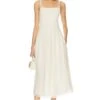 Vince Smocked Mixed Media Cami Dress Off White