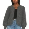 Plush Alpaca Blend Open Jacket Charcoal