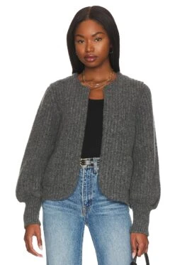 Plush Alpaca Blend Open Jacket Charcoal