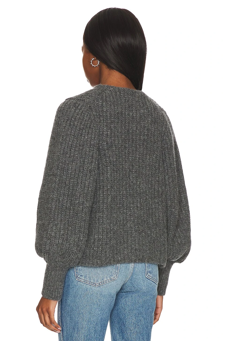 Plush Alpaca Blend Open Jacket Charcoal - Image 3