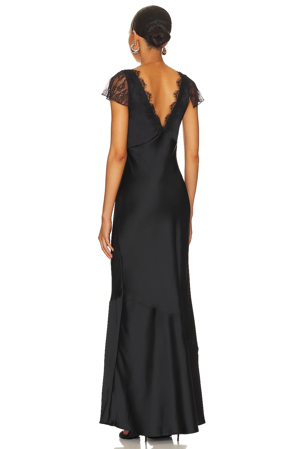 Lace Midi Slip Dress Black - Image 3