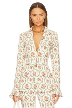 Peplum Blazer Victorian Floral