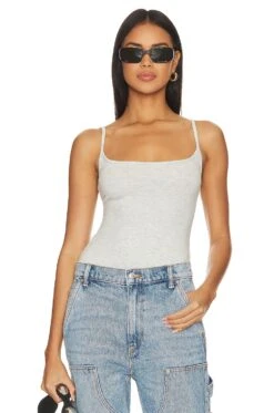 Scoop Cami Bodysuit Heather Grey