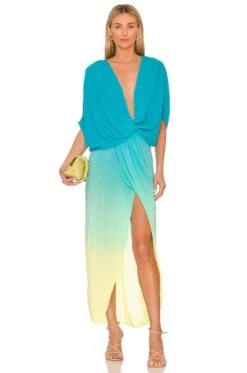 Luelle Midi Dress Green Grape Ombre