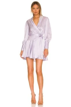 Zimmermann Silk Wrap Mini Dress Lilac