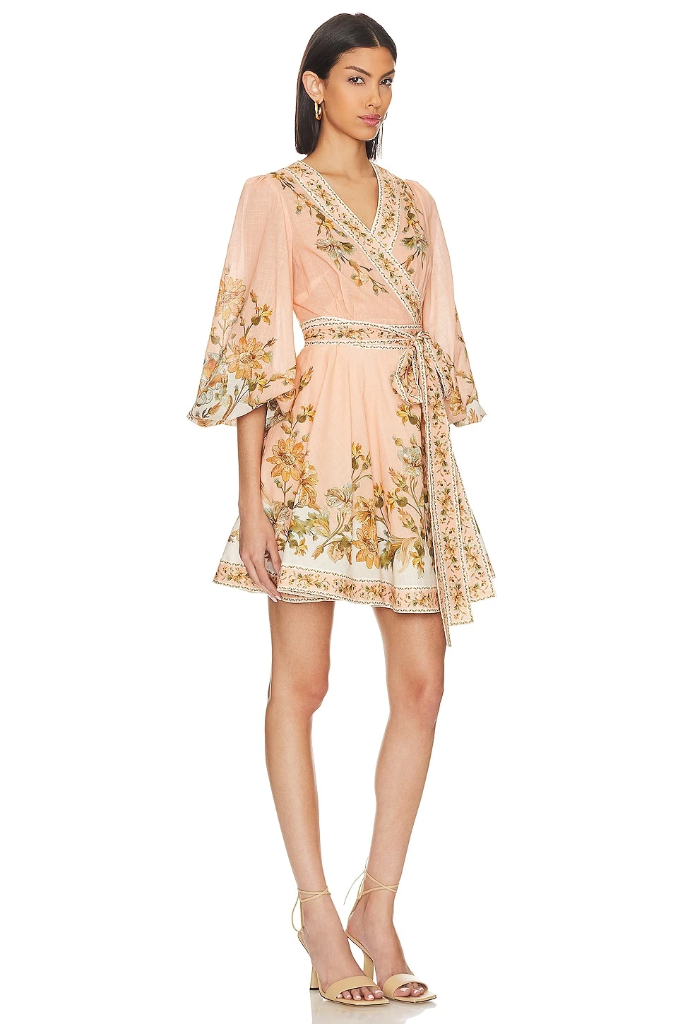 Zimmermann Chintz Wrap Mini Dress Pink Daisy Floral - Image 2
